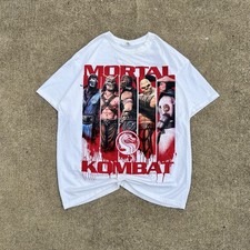 Mortal Kombat White T-Shirt Vintage 2000s Y2K Arcade Promo Men’s Size Large