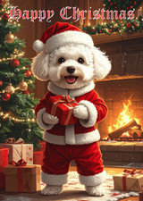 BICHON DOG CHRISTMAS CARD XMAS