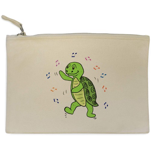 Turtle dancing canvas clutch - canvas,