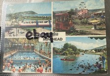 BUTLINS MINEHEAD VINTAGE POSTCARD USED 1981 MULTI VIEW OF TRAIN MONO RAIL ETC .