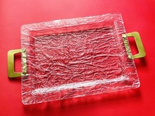 ? grande XL vassoio vintage lucite e ottone anni 70 Design Massoni per GUZZINI