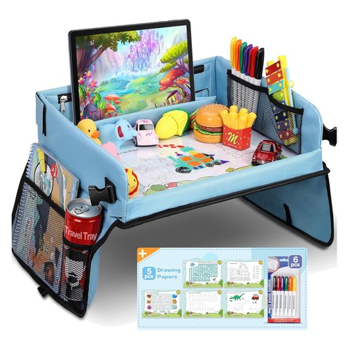 Blue kids travel tray - blue,