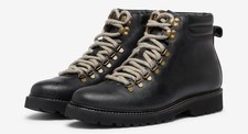 Oliver Sweeney Ellerigg Black Waxed Leather Hiker Boots, Size 7 UK