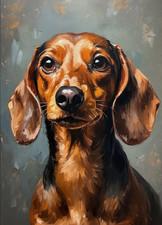 Dachshund Oil Painting Art