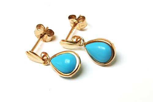 9ct gold turquoise teardrop - turquoise,