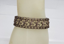 Vintage Art Deco Style Flur De Li Linked Panel Marcasite Tested Silver Bracelet