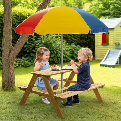 Kids picnic table with - picnic, parasol