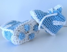 Football Handmade Baby First Booties Sneakers  Baby Blue
