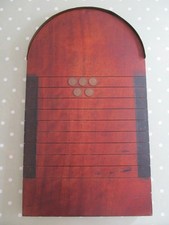 VINTAGE WOODEN SHOVE BOARD WITH A METAL RIM COMPLETE WITH 5 HA'PENNY COINS