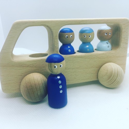 Wooden bus car and people - wooden, bus/car