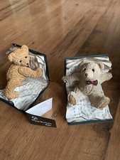 PUSH & SHOVE Beau Bears Paw Prints Book Ends 1996 ~ Boxed ~ Collectable