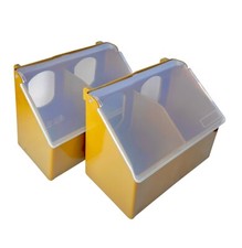 Pigeon Bird Brown Two Hole Feeder x2 Hanging Cage Birds Supplies Food Storage