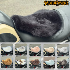 Motorcycle Sheepskin Seat Cover Soft Luxury Cushion Security Straps