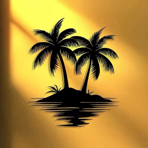 Black metal palm tree wall - metal,