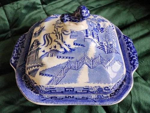 Antique blue willow tureen - antique,
