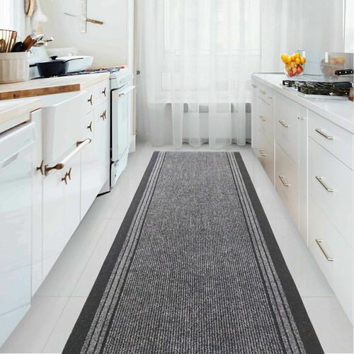 Grey rubber back kitchen mats - grey,