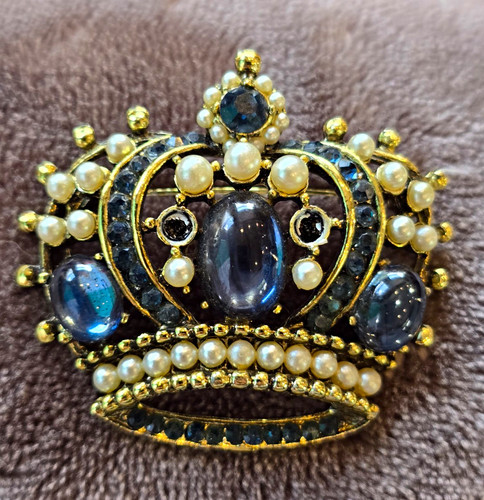 Vintage weiss crown brooch pin - weiss,