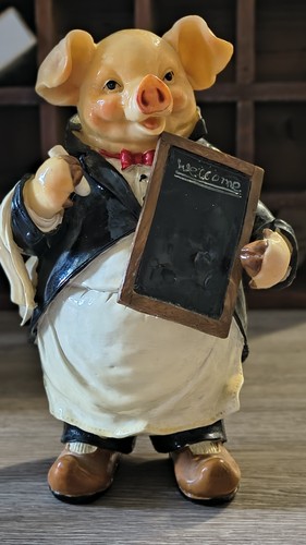 Whimsical chef waiter - whimsical, pig