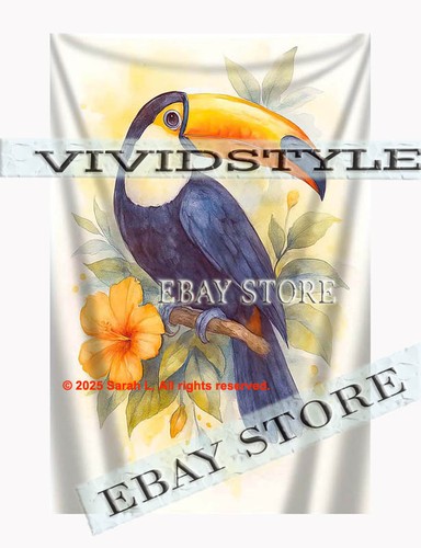 Watercolor bird tapestry - watercolor,