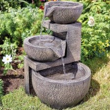 Solar Water Fountain Feature Garden Outdoor Decor Large Cascade 49cm Bird Bath