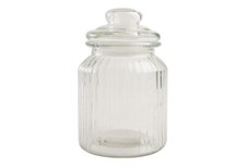 NEW Vintage Retro Look Ribbed Glass Sweet Storage Jar With Lid Choose Quantity