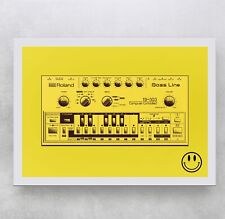 ROLAND TB-303 Acid Smiley face  Inspired Poster Art ~ CANVAS PRINT 32x24"