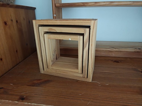 Solid pine wood cube - solid, wall