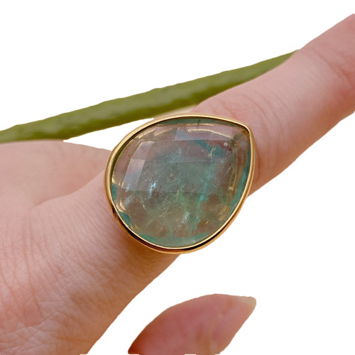 Natural faceted green fluorite - natural,