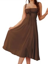 Midi Corset Dress Flowy Slit