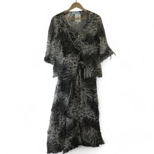 LUIS CIVIT Animal Print Black White Pure Silk Midi Dress & Jacket Women's UK 12