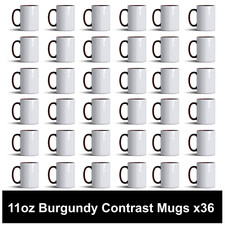 Sublimation Blanks Contrast Handle Ceramic Mug (11oz) - Burgundy - 36 pieces