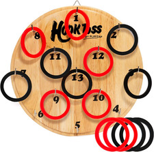 Hook Game Ring Toss for Adults & Kids, Wooden Board Dart Wall Game, Outdoor Indo