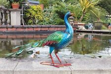 Primus Hand Painted Large Vibrant Peacock Stunning Garden Ornament Sculpture
