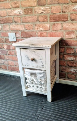 White shabby side table - white, with