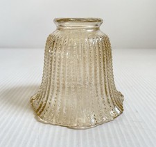 Vintage Amber Iridescent Hobnail Bell Shaped Glass Light Shade Fan 2 1/8" Fitter