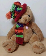 2002 Cherished Teddies Plush Bear - Hat & Striped Scarf Multi Color - Vintage 