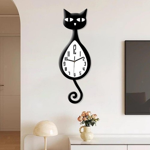 Cat shaped wall clock quiet - cat,