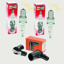 Champion L86C Plug Pair + WCX600/180 Caps Fits Villiers 249 2T Twin