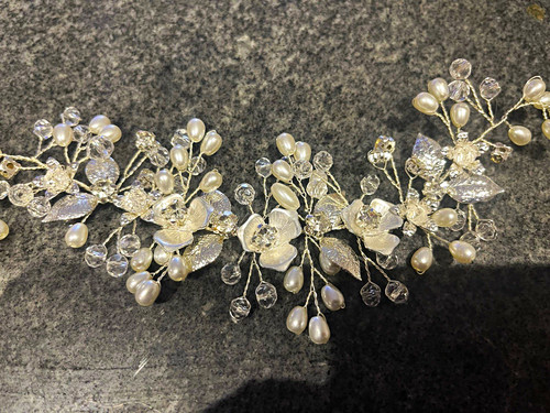 Silver pearl crystal bridal - crystal,