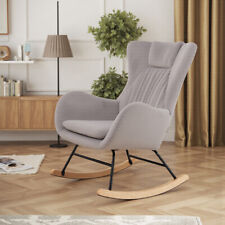 Upholstered Rocking Chair Bedroom Modern Single Sofa Accent Armchair Rocker Grey