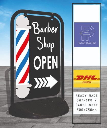 Barber shop open pavement - barber, sign
