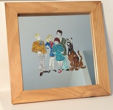 Scooby Doo Framed Foil Art Handmade Mirror 15" Square Vintage
