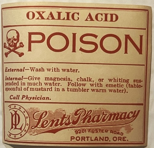 Rare vintage 1920s oxalic - rare, acid