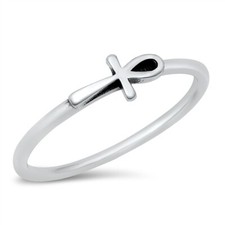 .925 Sterling Silver Religious Egyptian Ankh Cross Ring Sizes 4-10