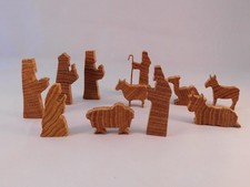 Oak Wood NATIVITY SCENE - 11 Piece Christmas Ornament Set NEW