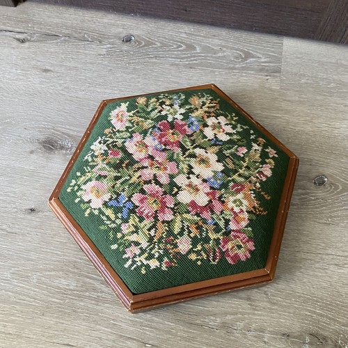 Vintage tapestry footstool - tapestry,