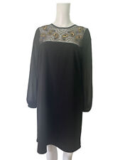 DEBENHAMS Dress Size XL 18 Black Beaded Sequinned Party Womens EU46