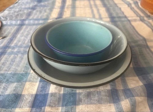 Vintage blue deep dish - blue, pudding