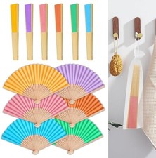 6pcs Handmade Paper Folding Fans Bamboo Hand Held Fan Gift Party Favors DIY