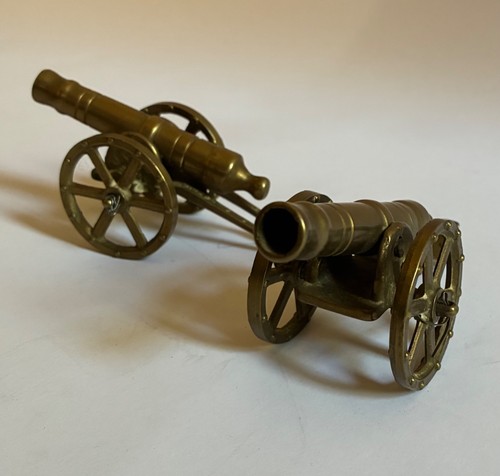 Pair small brass cannon - small,